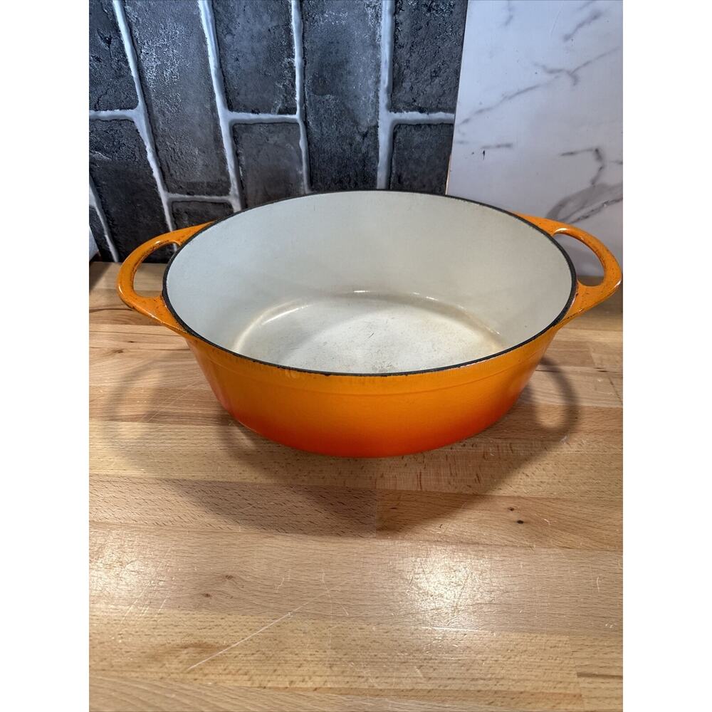 Vtg Cousances Le Creuset #16 Enamel Cast Iron Stock Pot Dutch Oven Orange 🔥